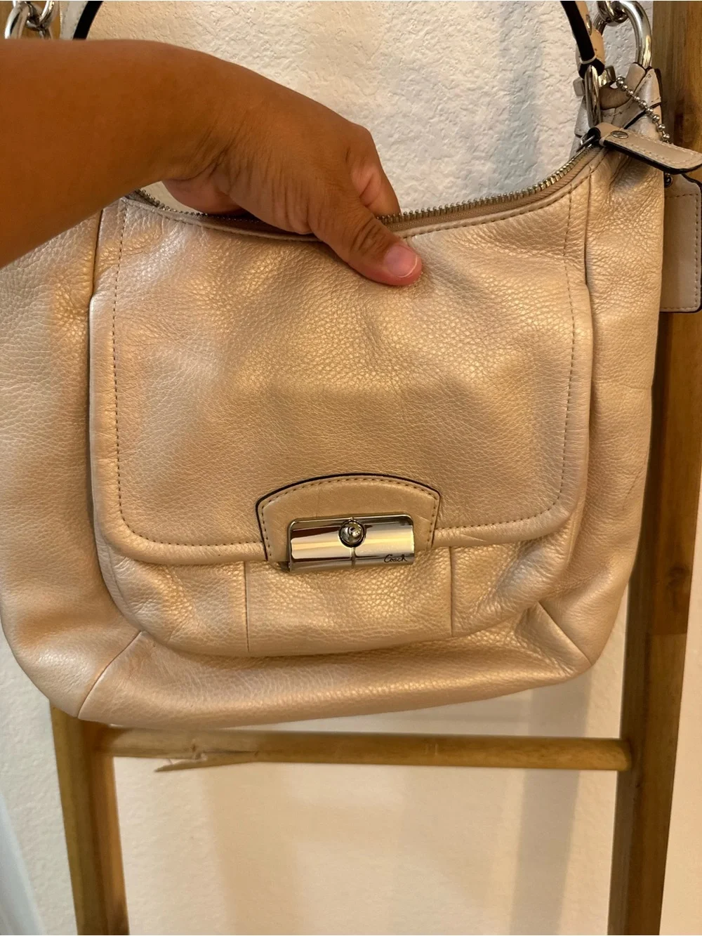 Coach Kristen Hobo Leather Shoulder Bag Champagne Buttery Soft Collection 2012